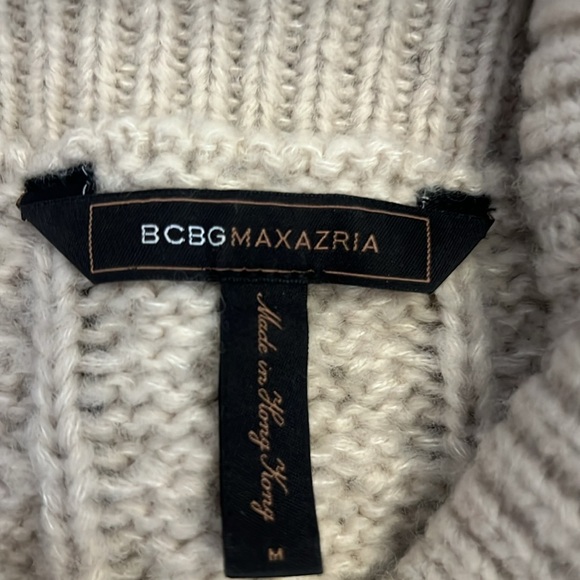 BCBG Beige Cowl Neck Cable Knit Sweater - Picture 5 of 6